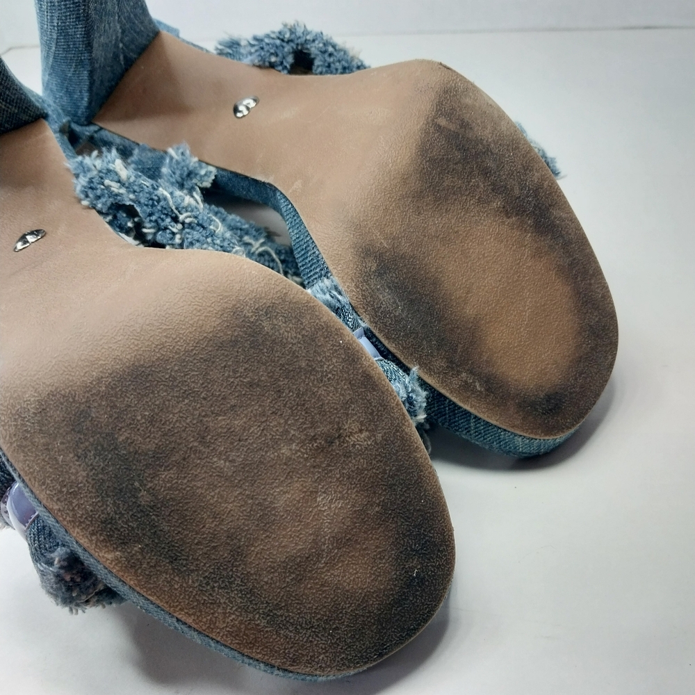 Laura Marano Not Rated Womens size 7.5 Blue Jean Fringe 5 inch Heels shoes - Picture 14 of 14